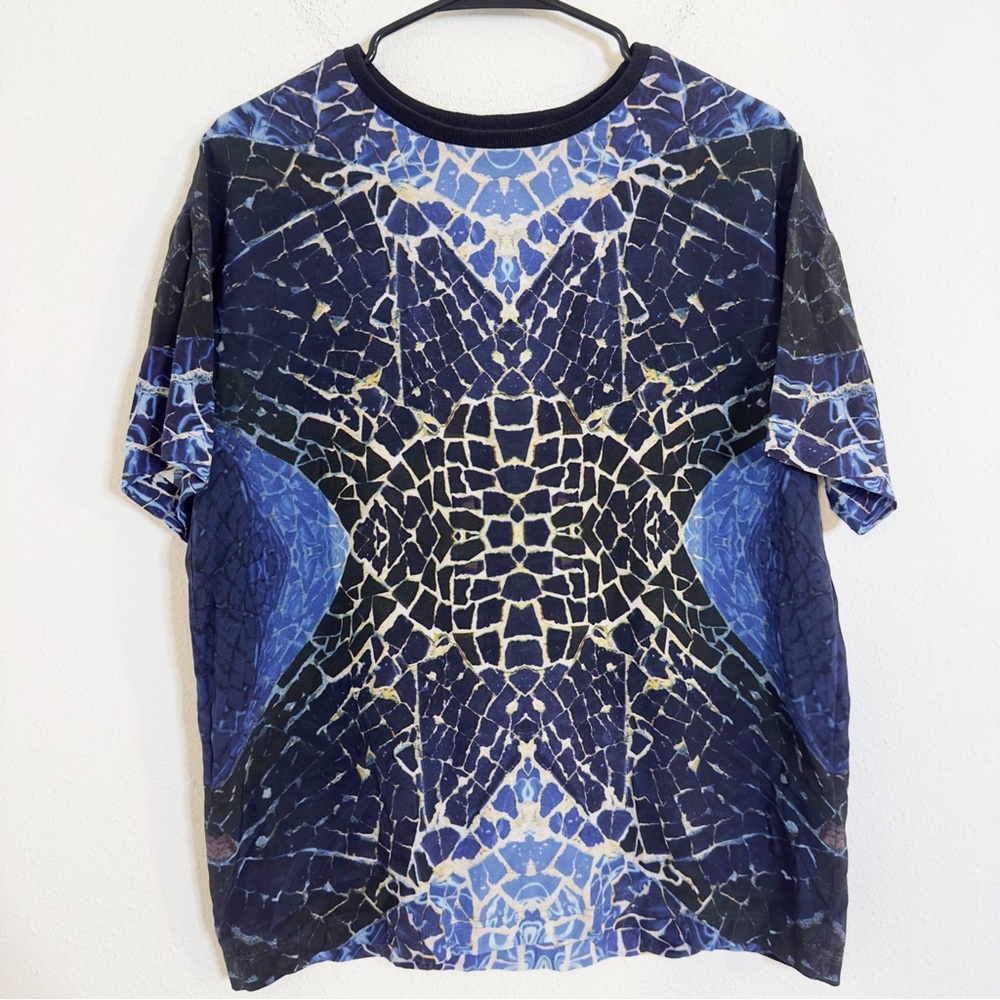 Each X other Paris silk abstract print short sleeve blouse